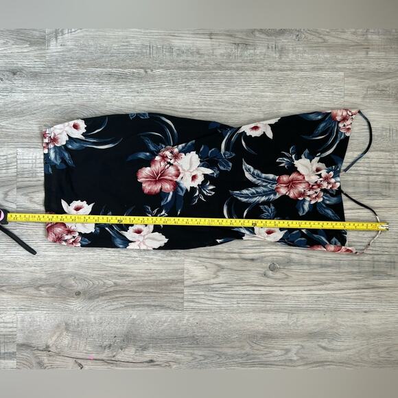 Charlotte Russo Floral Black Spaghetti Strap Dress Sz S - Picture 3 of 8